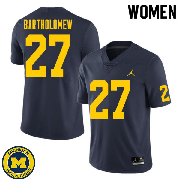 Womens Michigan Wolverines #27 Christian Bartholomew Navy Embroidery Jersey